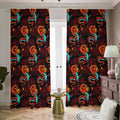 Red Dragon Lotus Pattern Print Dimout Pencil Pleat Curtains