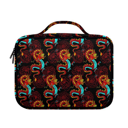 Red Dragon Lotus Pattern Print Briefcase Bible Bag
