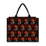 Red Dragon Lotus Pattern Print Canvas Tote Bag