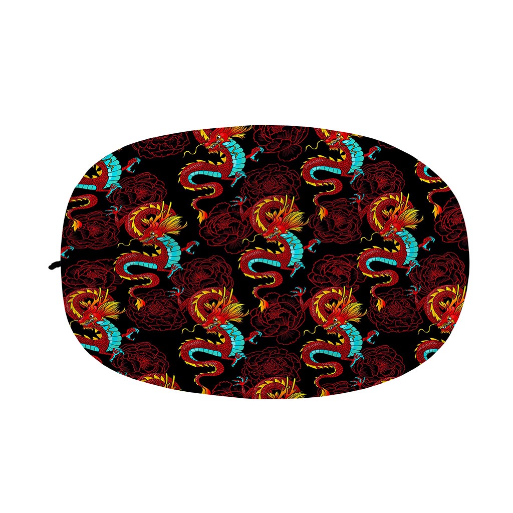 Red Dragon Lotus Pattern Print Car Side Mirror Covers