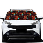 Red Dragon Lotus Pattern Print Car Windshield Snow Cover