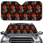 Red Dragon Lotus Pattern Print Car Windshield Sun Shade