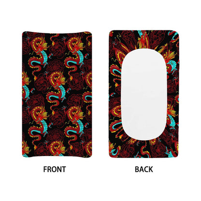 Red Dragon Lotus Pattern Print Changing Pad Cover