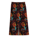 Red Dragon Lotus Pattern Print Cotton Front Slit Maxi Skirt