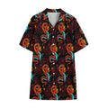 Red Dragon Lotus Pattern Print Cotton Hawaiian Shirt