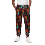 Red Dragon Lotus Pattern Print Cotton Pants