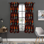 Red Dragon Lotus Pattern Print Curtain