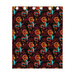 Red Dragon Lotus Pattern Print Curtain