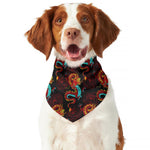 Red Dragon Lotus Pattern Print Dog Bandana