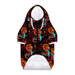 Red Dragon Lotus Pattern Print Dog Zip Up Hoodie