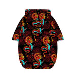 Red Dragon Lotus Pattern Print Dog Zip Up Hoodie