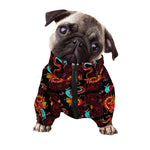 Red Dragon Lotus Pattern Print Dog Zip Up Jacket