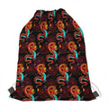Red Dragon Lotus Pattern Print Drawstring Bag