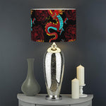 Red Dragon Lotus Pattern Print Drum Lamp Shade