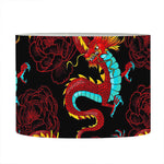 Red Dragon Lotus Pattern Print Drum Lamp Shade