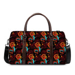 Red Dragon Lotus Pattern Print Duffle Bag