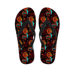 Red Dragon Lotus Pattern Print Flip Flops