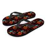 Red Dragon Lotus Pattern Print Flip Flops