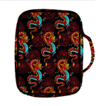 Red Dragon Lotus Pattern Print Front Pocket Bible Bag