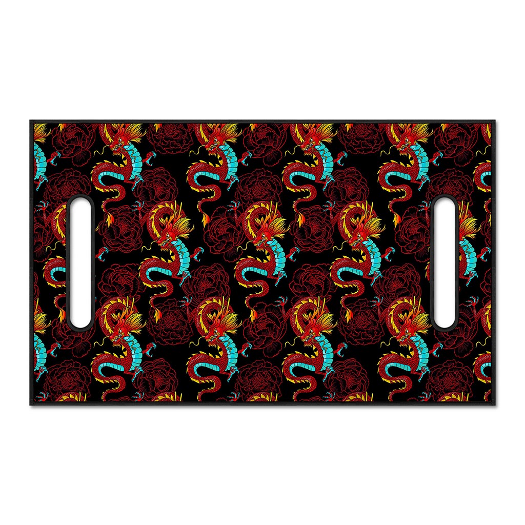 Red Dragon Lotus Pattern Print Golf Cart Seat Cover