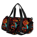 Red Dragon Lotus Pattern Print Gym Bag