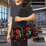 Red Dragon Lotus Pattern Print Gym Bag