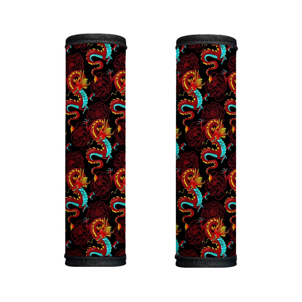 Red Dragon Lotus Pattern Print Handle Covers