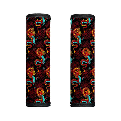 Red Dragon Lotus Pattern Print Handle Covers
