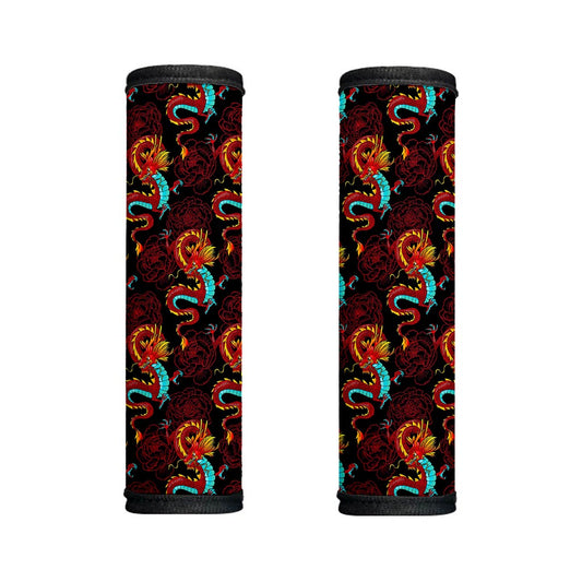 Red Dragon Lotus Pattern Print Handle Covers