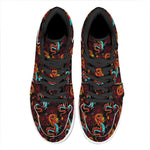 Red Dragon Lotus Pattern Print High Top Leather Sneakers