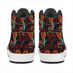 Red Dragon Lotus Pattern Print High Top Leather Sneakers