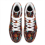 Red Dragon Lotus Pattern Print High Top Leather Sneakers