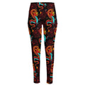 Red Dragon Lotus Pattern Print High-Waisted Pocket Leggings