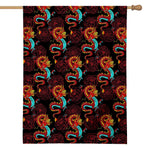 Red Dragon Lotus Pattern Print House Flag
