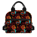 Red Dragon Lotus Pattern Print Insulated Lunch Bag
