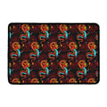 Red Dragon Lotus Pattern Print Kitchen Mat