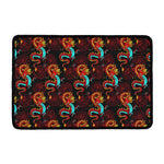 Red Dragon Lotus Pattern Print Kitchen Mat