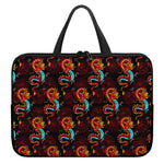 Red Dragon Lotus Pattern Print Laptop Sleeve With Handle