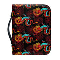 Red Dragon Lotus Pattern Print Leather Bible Cover
