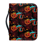 Red Dragon Lotus Pattern Print Leather Bible Cover