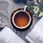 Red Dragon Lotus Pattern Print Leather Coaster Set