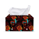 Red Dragon Lotus Pattern Print Leather Tissue Box Cover