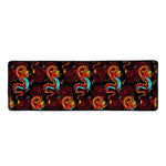 Red Dragon Lotus Pattern Print Long Kitchen Mat
