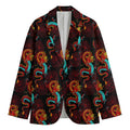 Red Dragon Lotus Pattern Print Men's Blazer