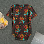 Red Dragon Lotus Pattern Print Men's Bodysuit