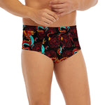 Red Dragon Lotus Pattern Print Men's Briefs