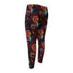Red Dragon Lotus Pattern Print Men's Compression Pants