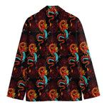 Red Dragon Lotus Pattern Print Men's Cotton Blazer