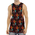 Red Dragon Lotus Pattern Print Men's Muscle Tank Top