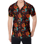 Red Dragon Lotus Pattern Print Men's Shirt